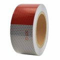 Superior Electric 2" x 50' ft High Visibility Conspicuity DOT-C2 Approved Reflective Safety Tape - 6" Red / 6" White RVA1553